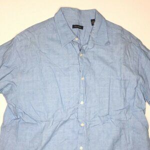 Club Room Mens Button Up Short Sleeve Collared Shirt Light Blue Size XL